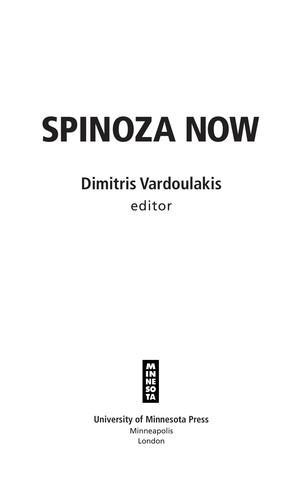 Dimitris Vardoulakis: Spinoza now (2011)
