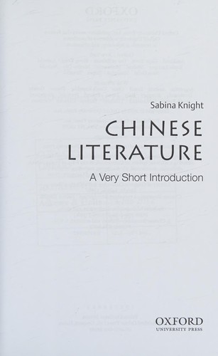 Sabina Knight: Chinese literature (2012, Oxford University Press)